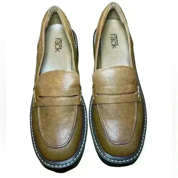 Chunky Platform Lug Sole Loafers Sz 7.5 Neutral Office Career Acadameia Y2K 90s - Picture 4 of 13